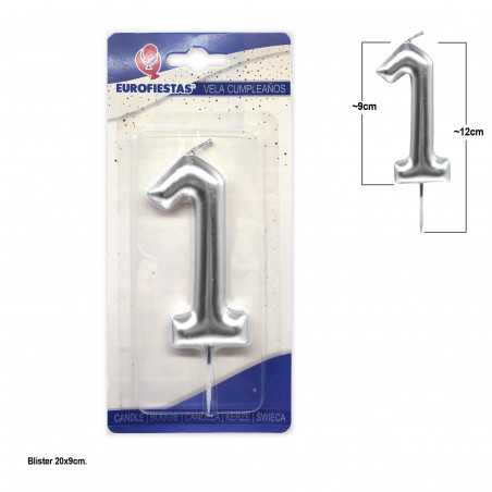 Candela gigante numero 1 colore argento