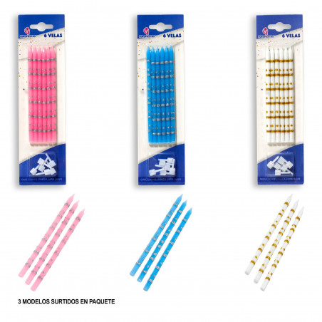 Candeline di compleanno fini assortite glitterate