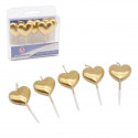 5 candele cuore oro