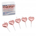 "Candele cuore 5 oro rosa"