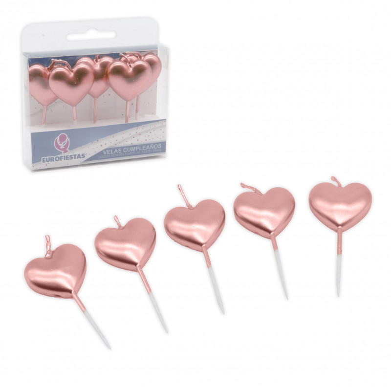 "Candele cuore 5 oro rosa"