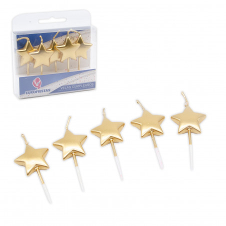 5 candele stella oro