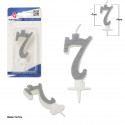 Candela glitter argento 7