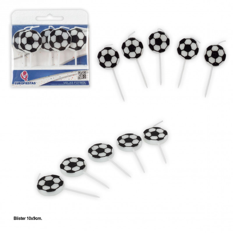 Candele decorative da calcio, confezione da 6 per torte e feste a tema