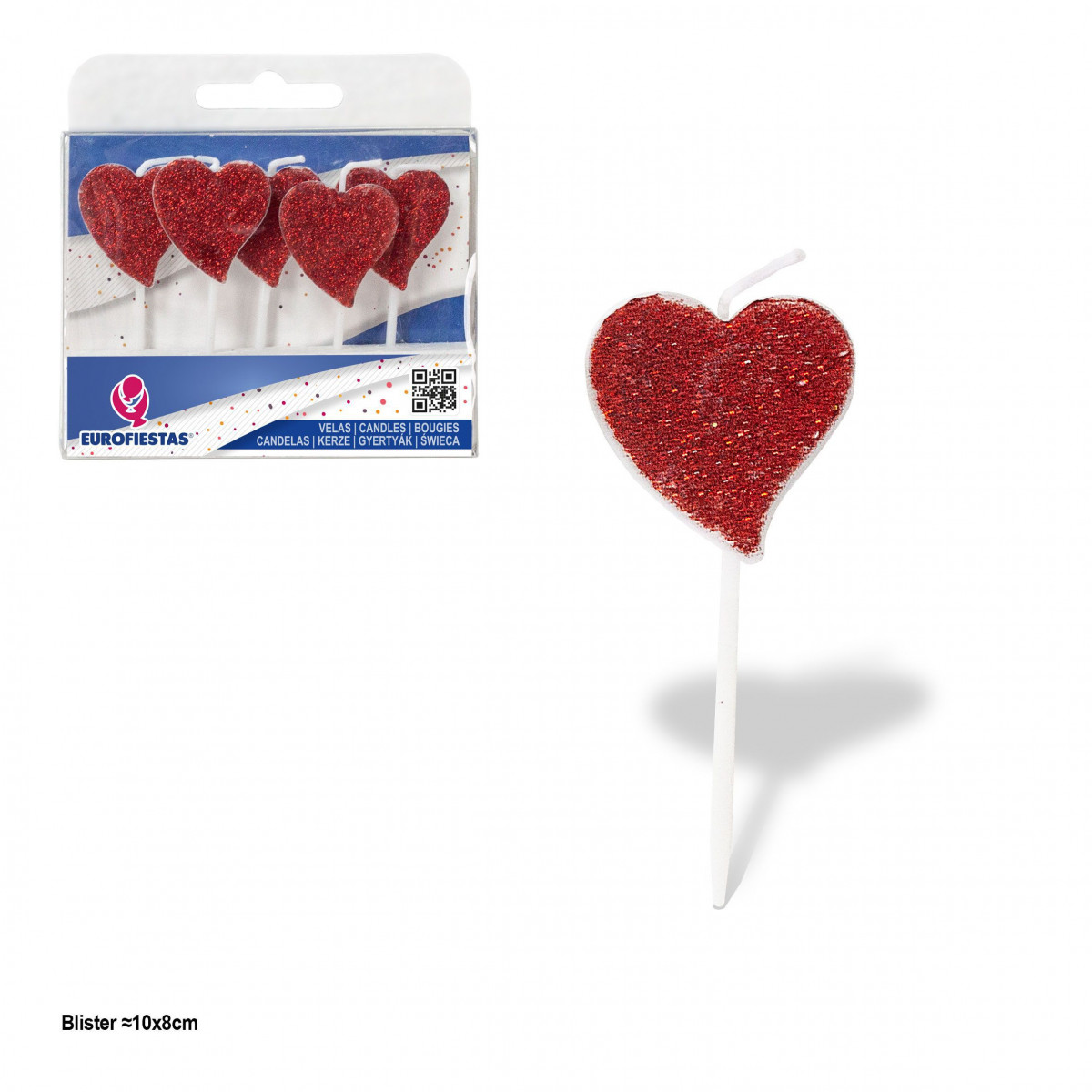Candele cuori glitter rossi