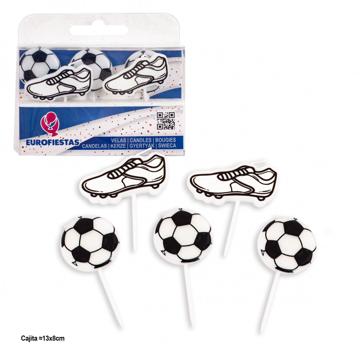 Candele Decorative a Tema Calcio Pacco da 5 pezzi per Torte e Feste Tematiche