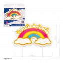 Candelina blocco felice compleanno arcobaleno glitter oro