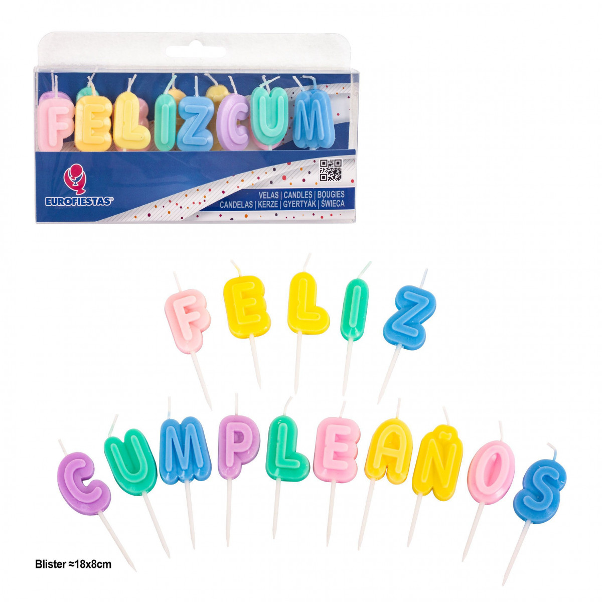 Candele lettere felice compleanno rilievo colori pastello