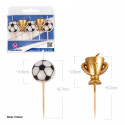 Candele decorative a forma di pallone da calcio e trofeo, confezione da 5, per torte e feste a tema