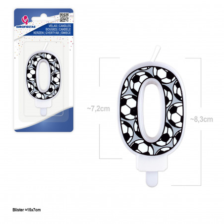 Candela di Compleanno Numero 0 con Design Calcistico
