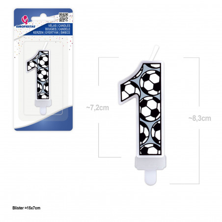 Candela di Compleanno Numero 1 con Design di Calcio Perfetta per Feste Calcistiche