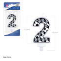 Candela di Compleanno Numero 2 con Design Calcio
