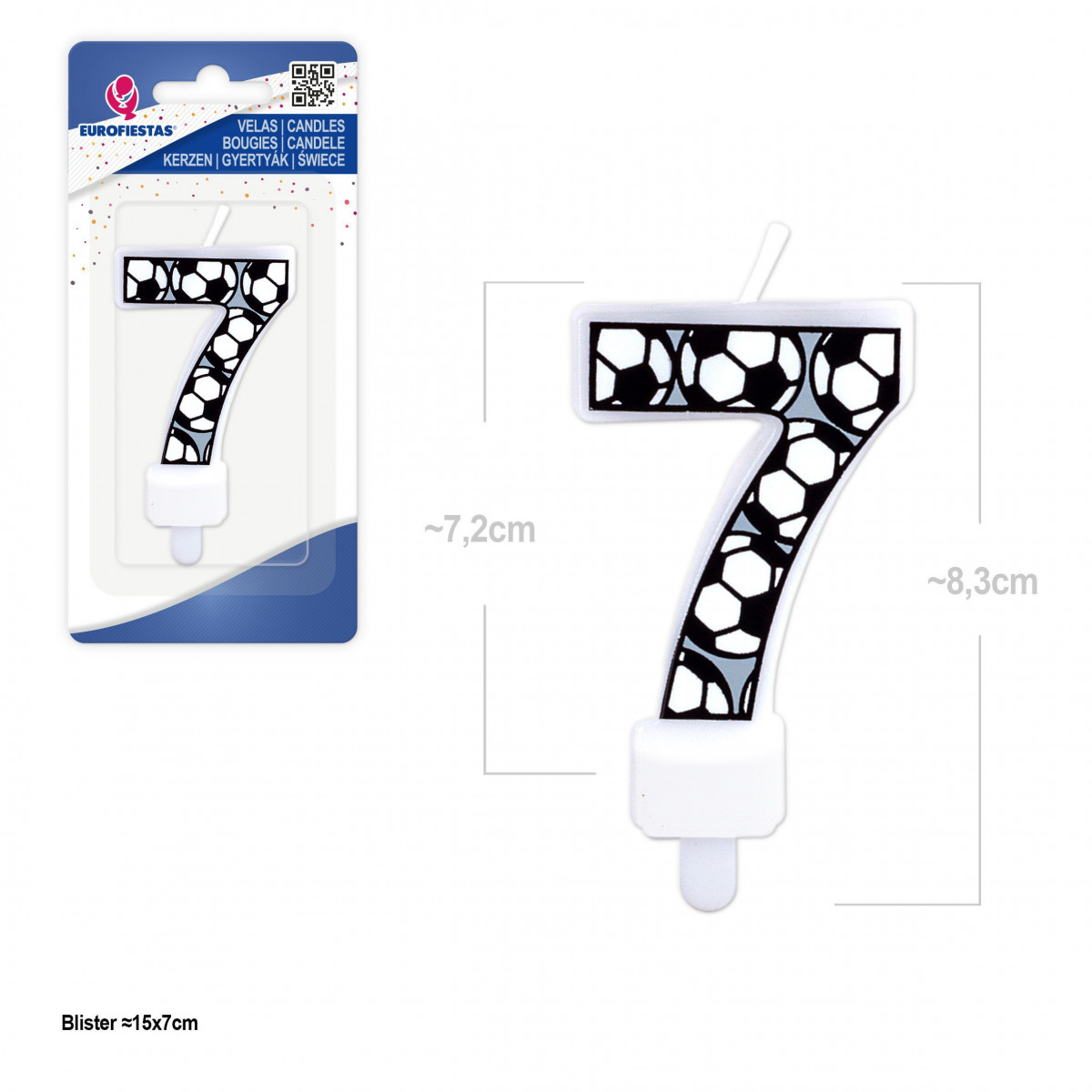 Candela di Compleanno Numero 7 con Design di Calcio Ideale per Torte di Feste a Tema