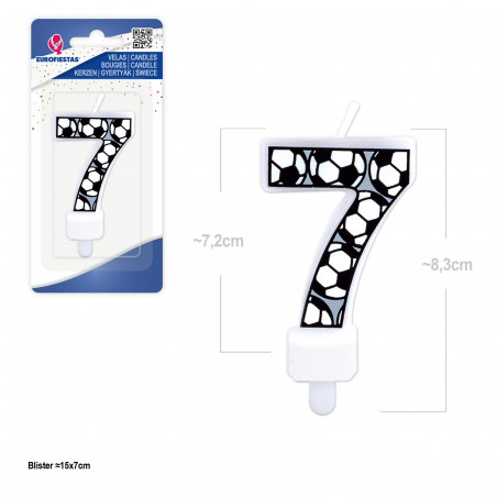 Candela di Compleanno Numero 7 con Design di Calcio Ideale per Torte di Feste a Tema