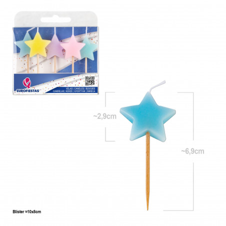 Candele stelle colori pastello macaron 5pz