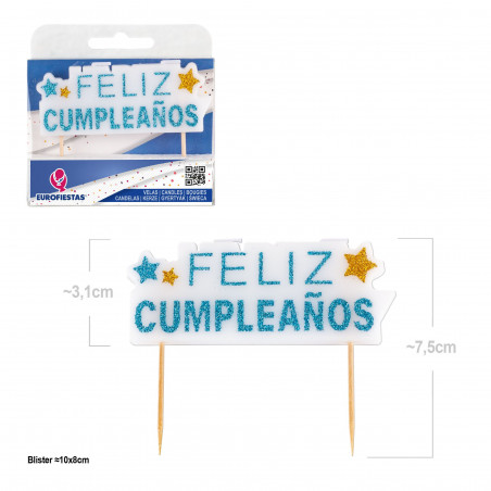 "Candela blocco felice compleanno porpora blu e oro"