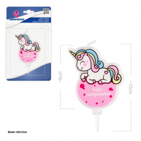 "Vela felice compleanno unicorno su cerchio"