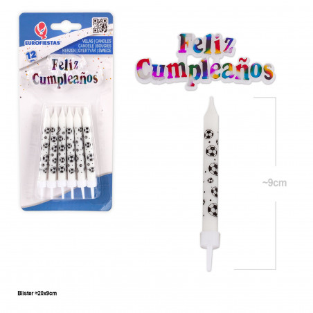 Candeline per Compleanno di Calcio con Messaggio Buon Compleanno Pacco da 12 Pezzi