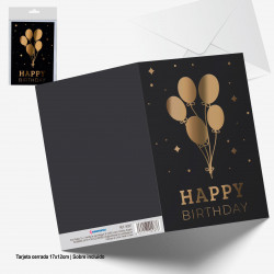 Biglietto di auguri di buon compleanno con palloncini floreali, formato A6 - Italia
