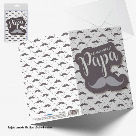 Biglietto di auguri congratulazioni papà baffi