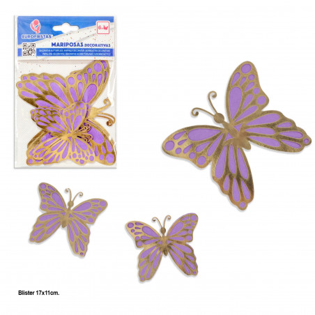 Farfalle 6 ali lilla oro metallizzato