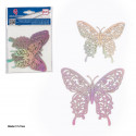 Farfalle metalizzate argento 6 pezzi