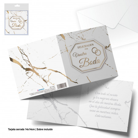 Biglietto di auguri per matrimonio in marmo bianco quadrato