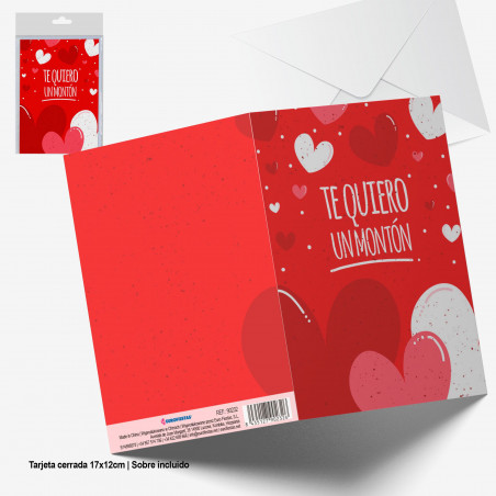 Biglietto d'auguri rosso con cuori Ti amo tanto