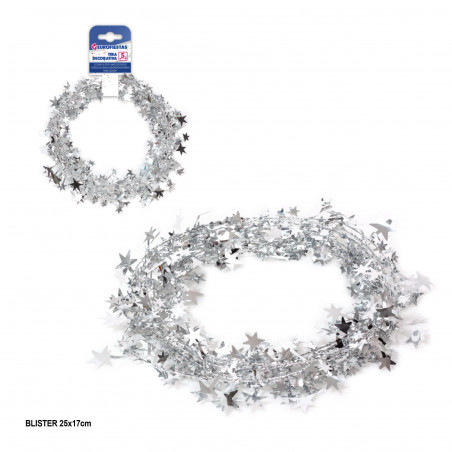 Striscia decorativa rigida stelle 5m argento
