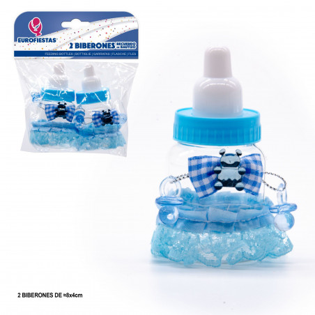 Biberon fiocco quadri blu