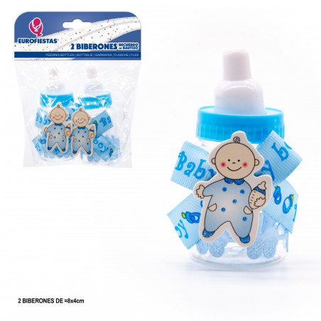 Biberon per bambino blu in piedi