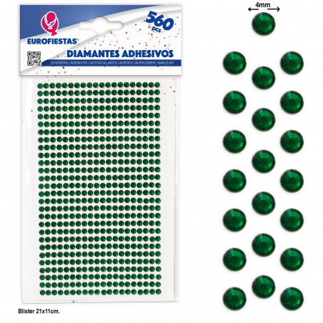 560 piccoli diamanti adesivi verdi