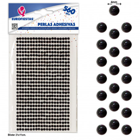 560 piccole perline adesive nere