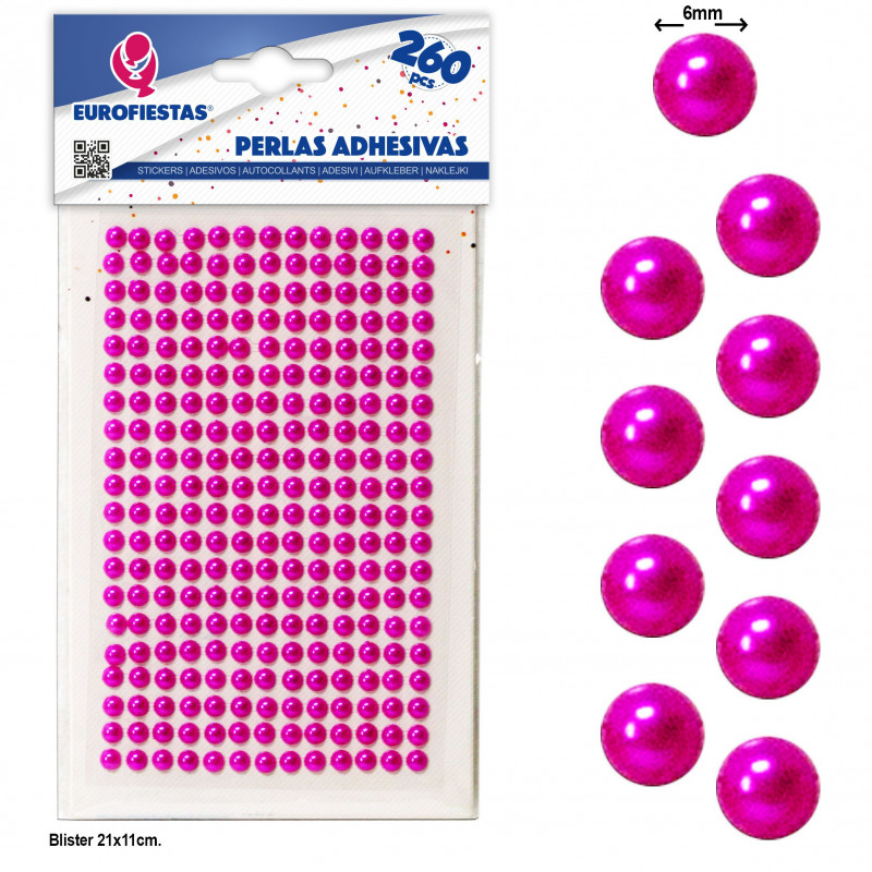 Perline adesive fucsia per bricolage, confezione da 260 unità