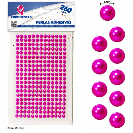 Perline adesive fucsia per bricolage, confezione da 260 unità