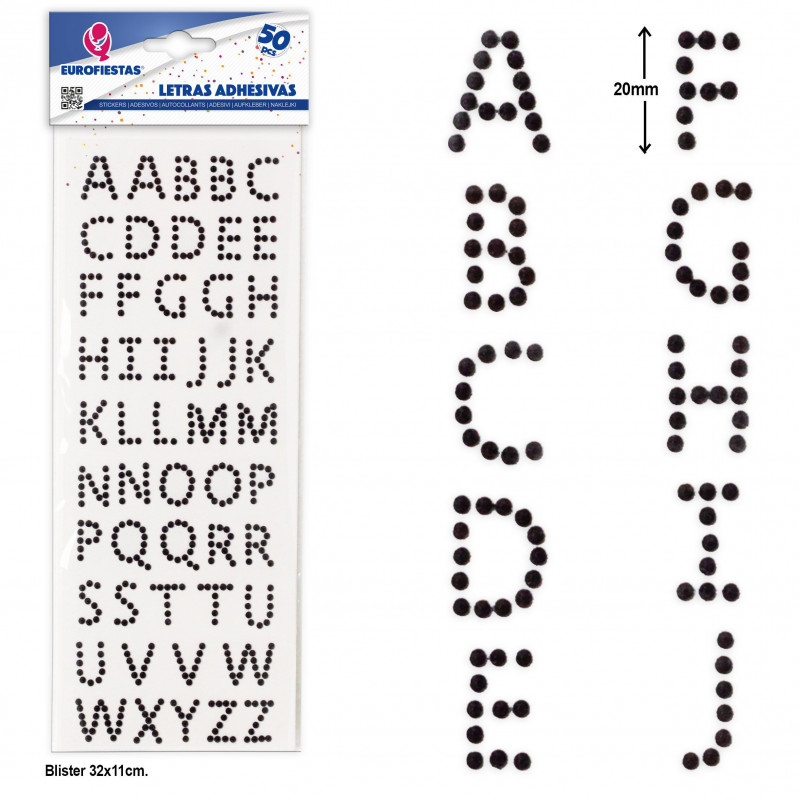Lettere adesive nere, set da 50 per bricolage e decorazioni