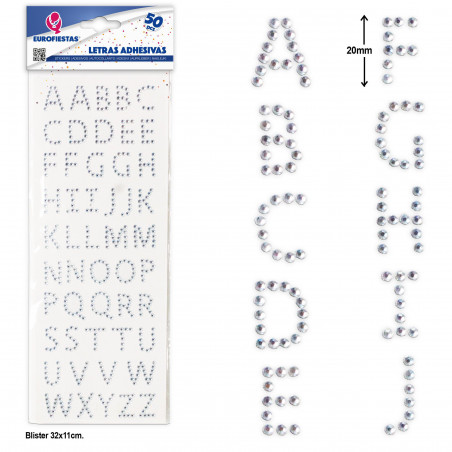 Lettere adesive in cristallo, set da 50 per decorazioni creative