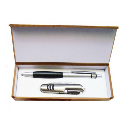 Penna con rasoio in custodia di legno con adesivo nuziale personalizzabile