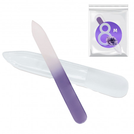 Lima per unghie in vetro lilla con adesivo personalizzabile come regalo per la festa delle donne lavoratrici
