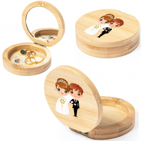 Joyero mini rotondo con adesivo per matrimoni