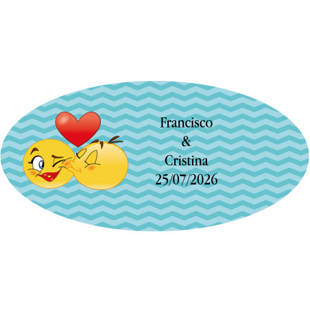 Adesivo personalizzato ovale emoji che si baciano