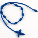 Rosario cordone giovanile in blu con bigliettino di comunione personalizzato per dedicazione