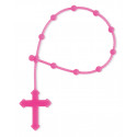 Bracciale rosario rosa con bigliettino di comunione con dedica