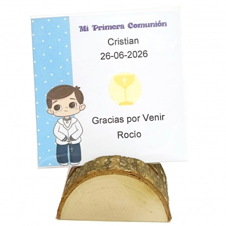 Scheda di comunione personalizzata con supporto per tronco per la decorazione della tavola
