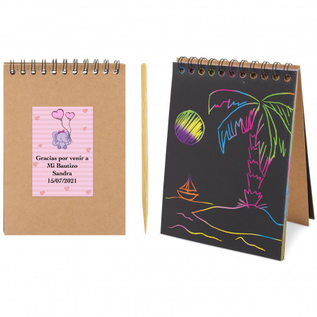 Libretto scrap per disegnare in multicolore per battesimo di una bambina