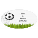 Portachiavi con metro a forma di pallone da calcio personalizzato presentato in una scatola
