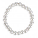 Bracciale di perle bianche con spilla a forma di stella e borsa in camoscio