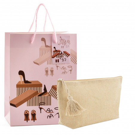 Beauty case in iuta con sacchetto regalo