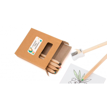 Matite colorate con fogli da colorare in scatola con adesivo personalizzato per compleanni di bambini