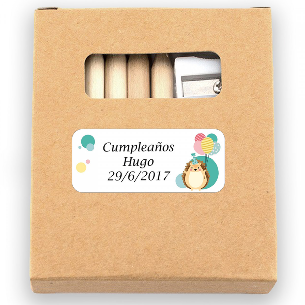 Matite colorate con fogli da colorare in scatola con adesivo personalizzato per compleanni di bambini